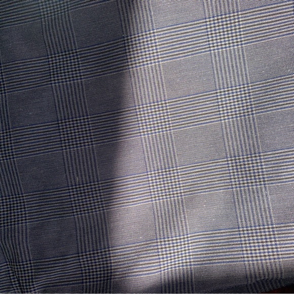 Van Heusen Straight Leg Super Stretch Pants - Light Grey & Blue Glen Check - Picture 3 of 3